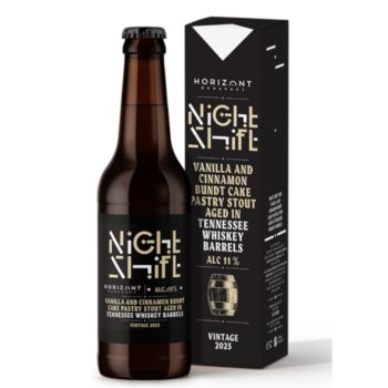   Horizont Night Shift Vintage 2023 Vanilla & Cinnamon Bundt Cake Pastry Stout Tennessee whiskey hordóban érlelve 11% 0,33l