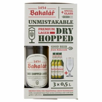   Bakalář Dry Hopped világos cseh sör 5,2% 3 x 0,5l + 1 db pohár